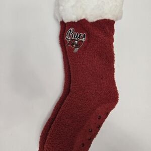 NFL Red and White Buccaneers Fuzzy Socks